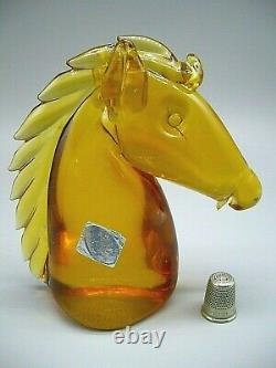 Vintage Murano attrib. Archimede Seguso label glass horse head sculpture SUPERB