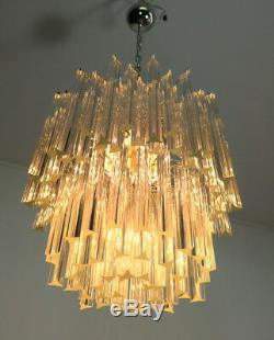 Vintage Murano chandelier 107 trasparent prism triedri Arianna model