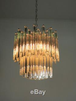 Vintage Murano chandelier 107 trasparent prism triedri Arianna model