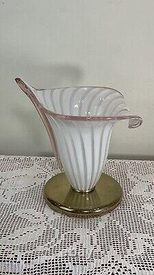 Vintage Murano glass Lilly flower and metal frame table lamp Murano Lamp