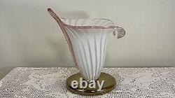 Vintage Murano glass Lilly flower and metal frame table lamp Murano Lamp