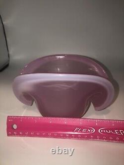 Vintage Murano glass Pink Opaque? Shell shaped dish vessel Nice