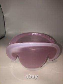 Vintage Murano glass Pink Opaque? Shell shaped dish vessel Nice