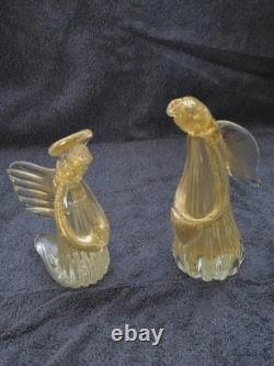 Vintage Murano glass and gold angels set of 2