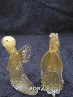 Vintage Murano glass and gold angels set of 2