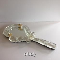 Vintage Murano glass handheld Vanity mirror with Aventurine and Sticker