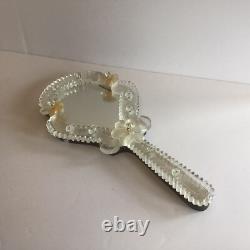 Vintage Murano glass handheld Vanity mirror with Aventurine and Sticker