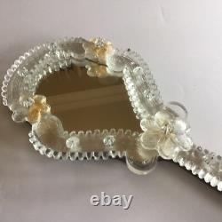 Vintage Murano glass handheld Vanity mirror with Aventurine and Sticker Vintage Murano glass handheld Vanity mirror with Aventurine and Sticker