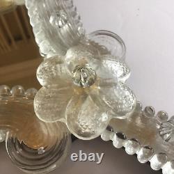 Vintage Murano glass handheld Vanity mirror with Aventurine and Sticker