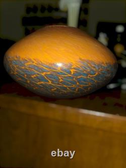Vintage Murano glass planter vase. Orange And Teal