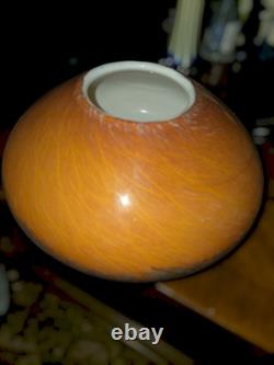 Vintage Murano glass planter vase. Orange And Teal