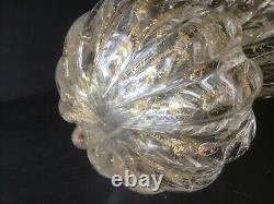 Vintage Murano glass vase clear with Gold inclusions made in Italy Label Formia