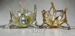 Vintage Murano hand blown Glass Spiked Rim Gold Bowl set of two Murano Glass