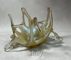 Vintage Murano hand blown Glass Spiked Rim Gold Bowl set of two Murano Glass