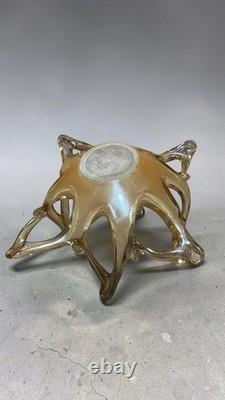 Vintage Murano hand blown Glass Spiked Rim Gold Bowl set of two Murano Glass