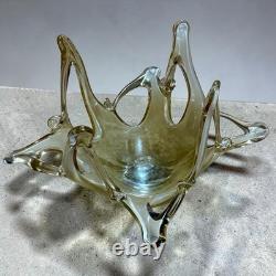 Vintage Murano hand blown Glass Spiked Rim Gold Bowl set of two Murano Glass