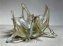 Vintage Murano hand blown Glass Spiked Rim Gold Bowl set of two Murano Glass