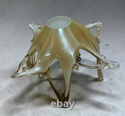 Vintage Murano hand blown Glass Spiked Rim Gold Bowl set of two Murano Glass