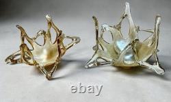 Vintage Murano hand blown Glass Spiked Rim Gold Bowl set of two Murano Glass
