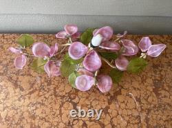 Vintage Murano-style Glass Flower Lamp Mid-century Italian Art Pink & Green Cal
