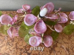 Vintage Murano-style Glass Flower Lamp Mid-century Italian Art Pink & Green Cal