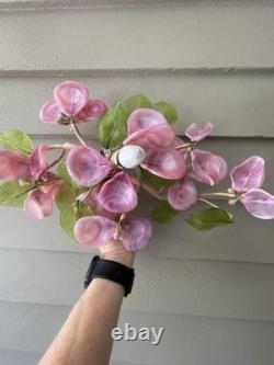 Vintage Murano-style Glass Flower Lamp Mid-century Italian Art Pink & Green Cal