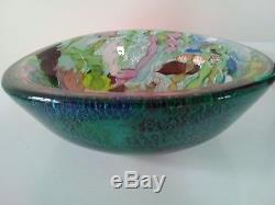 Vintage Murano'tutti frutti' art glass bowl C 1960's silver / gold detail