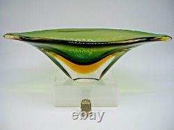 Vintage Murano uranium glass freeform bowl Flavio Poli Seguso Vetri d'Arte 1950s