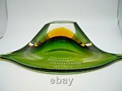 Vintage Murano uranium glass freeform bowl Flavio Poli Seguso Vetri d'Arte 1950s