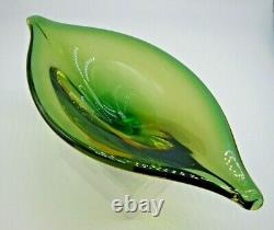 Vintage Murano uranium glass freeform bowl Flavio Poli Seguso Vetri d'Arte 1950s