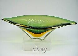 Vintage Murano uranium glass freeform bowl Flavio Poli Seguso Vetri d'Arte 1950s