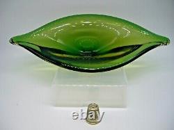 Vintage Murano uranium glass freeform bowl Flavio Poli Seguso Vetri d'Arte 1950s