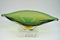 Vintage Murano uranium glass freeform bowl Flavio Poli Seguso Vetri d'Arte 1950s