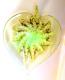 Vintage Murano uranium glass heart shaped bowl with cream center and avventurina