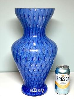 Vintage Murrina Scale Blue Large Murano Glass Vase 14.5 Tall