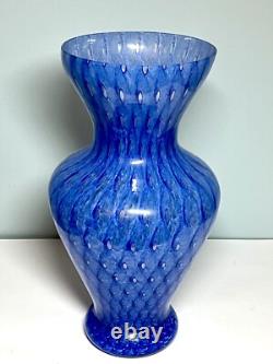 Vintage Murrina Scale Blue Large Murano Glass Vase 14.5 Tall