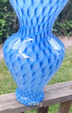Vintage Murrina Scale Blue Large Murano Glass Vase 14.5 Tall