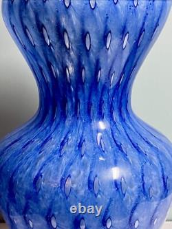 Vintage Murrina Scale Blue Large Murano Glass Vase 14.5 Tall