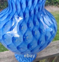 Vintage Murrina Scale Blue Large Murano Glass Vase 14.5 Tall