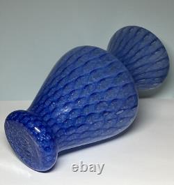Vintage Murrina Scale Blue Large Murano Glass Vase 14.5 Tall