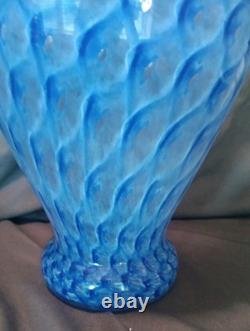 Vintage Murrina Scale Blue Large Murano Glass Vase 14.5 Tall