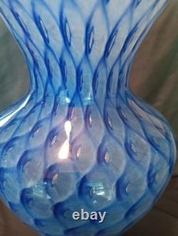 Vintage Murrina Scale Blue Large Murano Glass Vase 14.5 Tall
