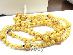 Vintage Necklace Murano Glass Yellow Gold Brass Flapper