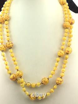 Vintage Necklace Murano Glass Yellow Gold Brass Flapper