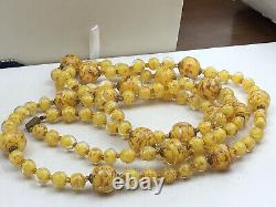 Vintage Necklace Murano Glass Yellow Gold Brass Flapper