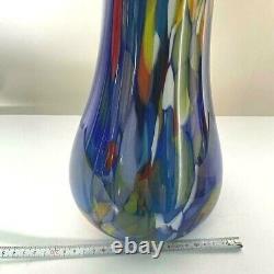 Vintage Ocean Blue Murano Art Glass Vase Abstract Glassware Made in Italy
