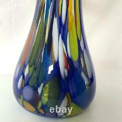 Vintage Ocean Blue Murano Art Glass Vase Abstract Glassware Made in Italy