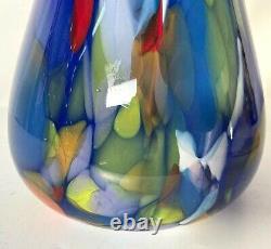 Vintage Ocean Blue Murano Art Glass Vase Abstract Glassware Made in Italy