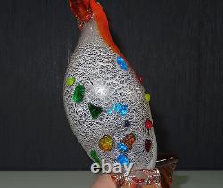 Vintage Old Tall Murano Glass Cock 1950 Multicolored Glass Statuette