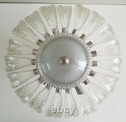 Vintage Ornate Pressed Glass Feather Leaf Ceiling Light Fixture Cover Murano